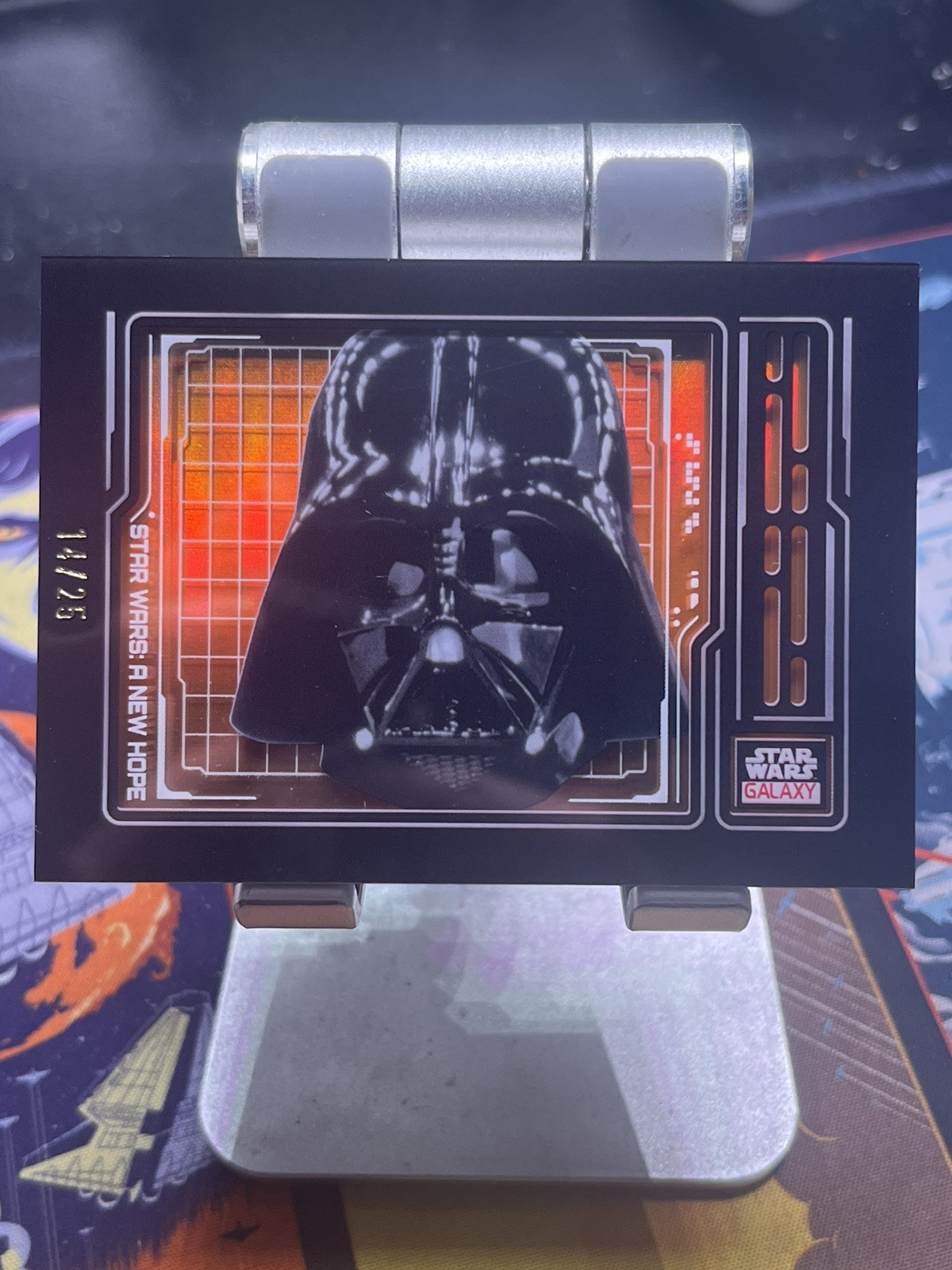 2024 Topps Star Wars Chrome Galaxy Darth Vader Helmet Armor Shadowbox Orange /25