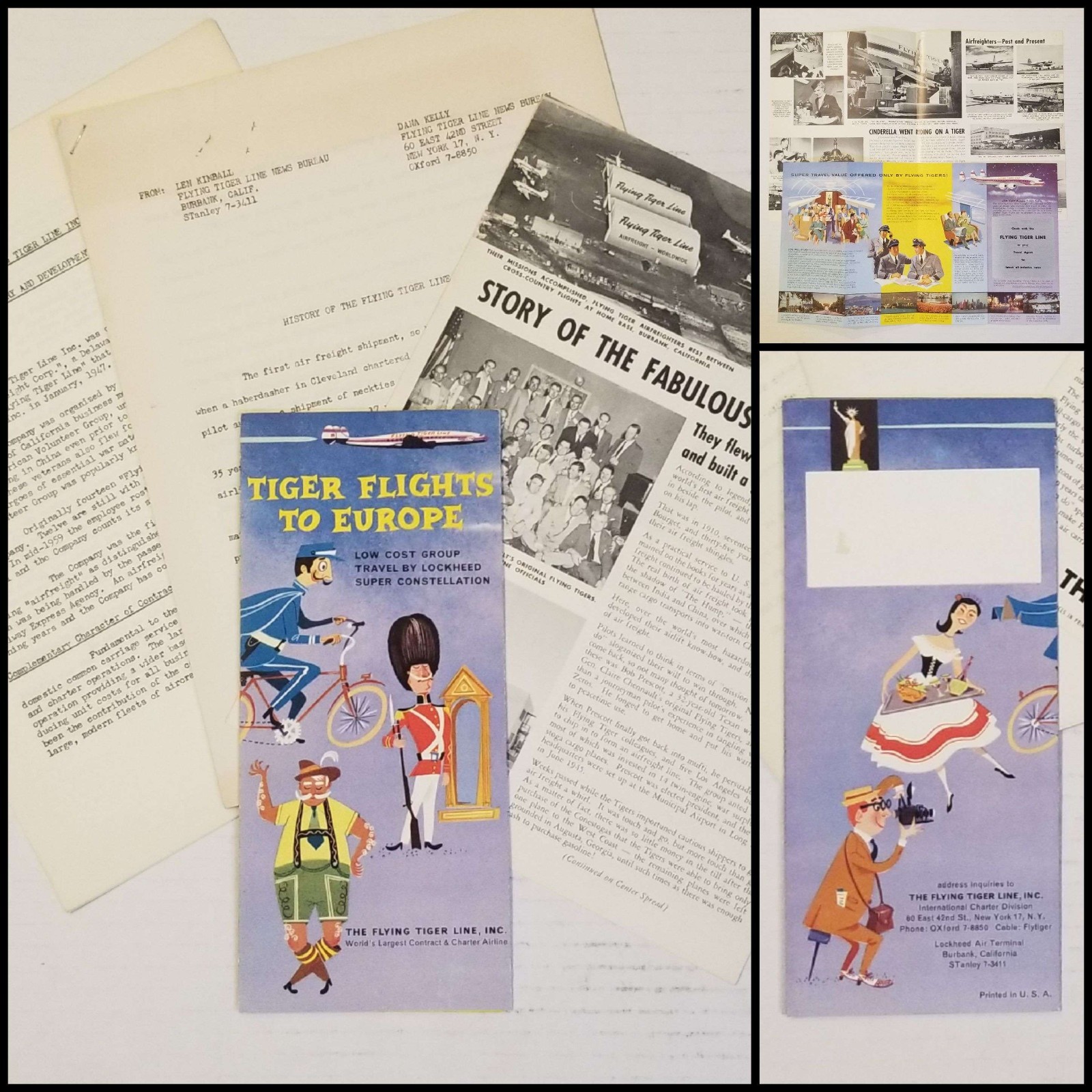 Vintage 1960s Flying Tiger Line Airline Lot Post-WWII Aviation Collectible