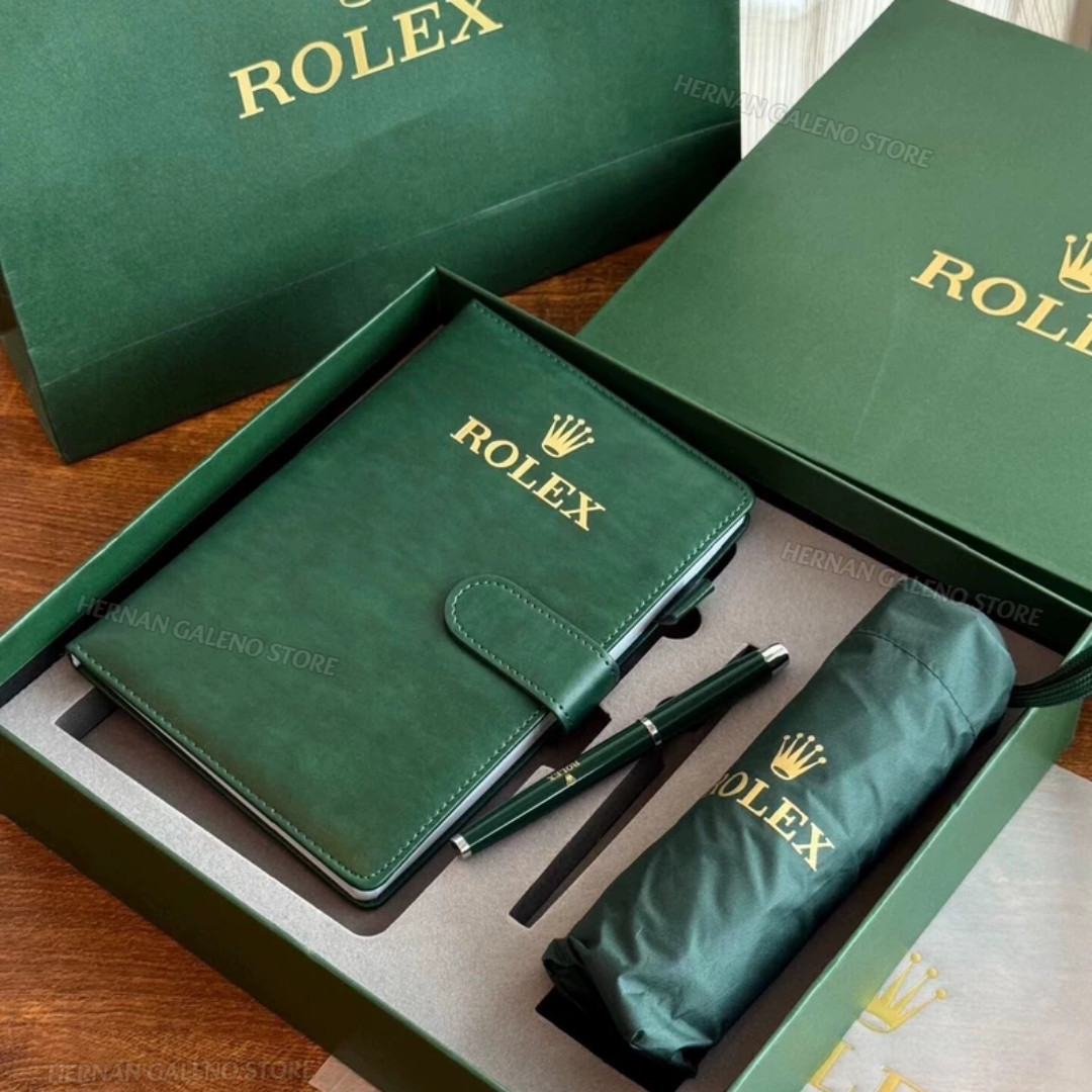 NEW ROLEX Luxury Green VIP Gift Set Pen Notebook Umbrella Executive Rare