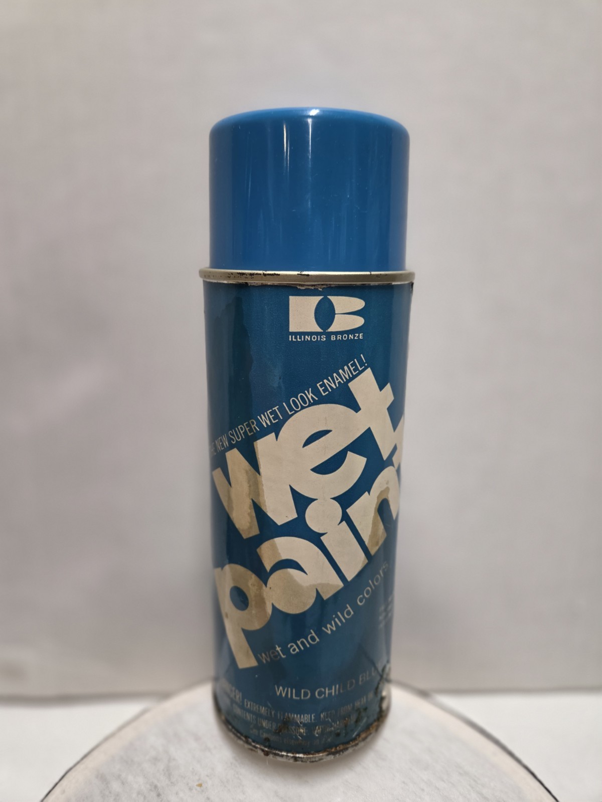Vintage Wet Paint Wild Child Blue Spray Paint Can