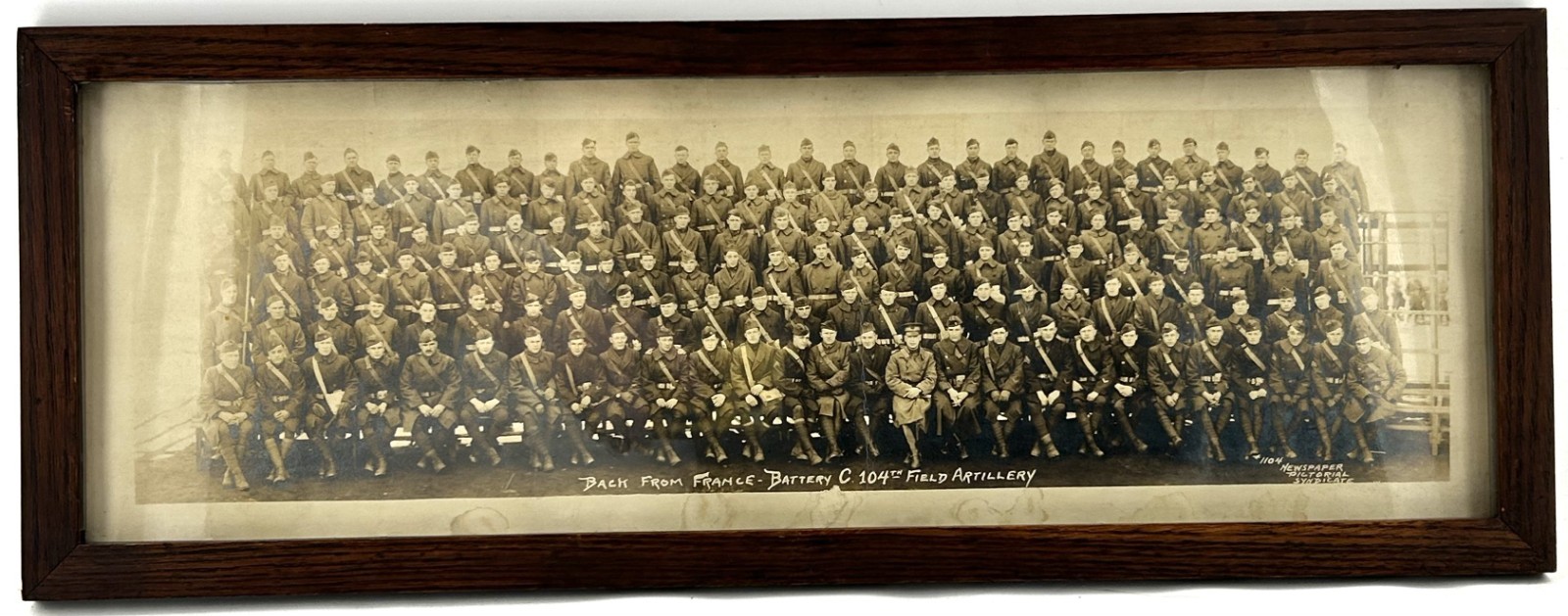 WWI Era Yard Long Photo Battery C - 104th Field Artillery Back From France Photo