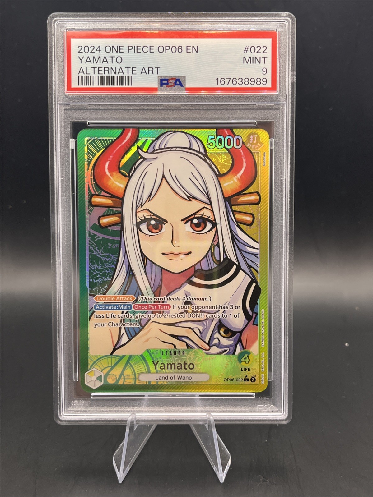 2024 One Piece #22 Yamato Alt Art Leader - OP09-022 Wings of the Captain - PSA 9