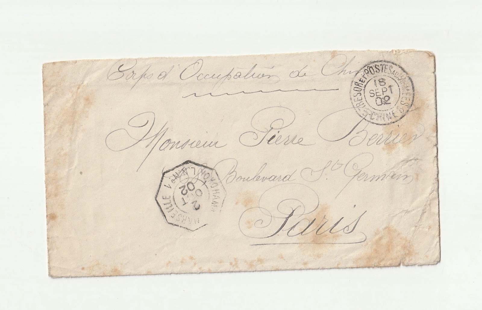 Paris Île-de-France 1902 Antique Letter Used Envelope Double-Sided Stamps