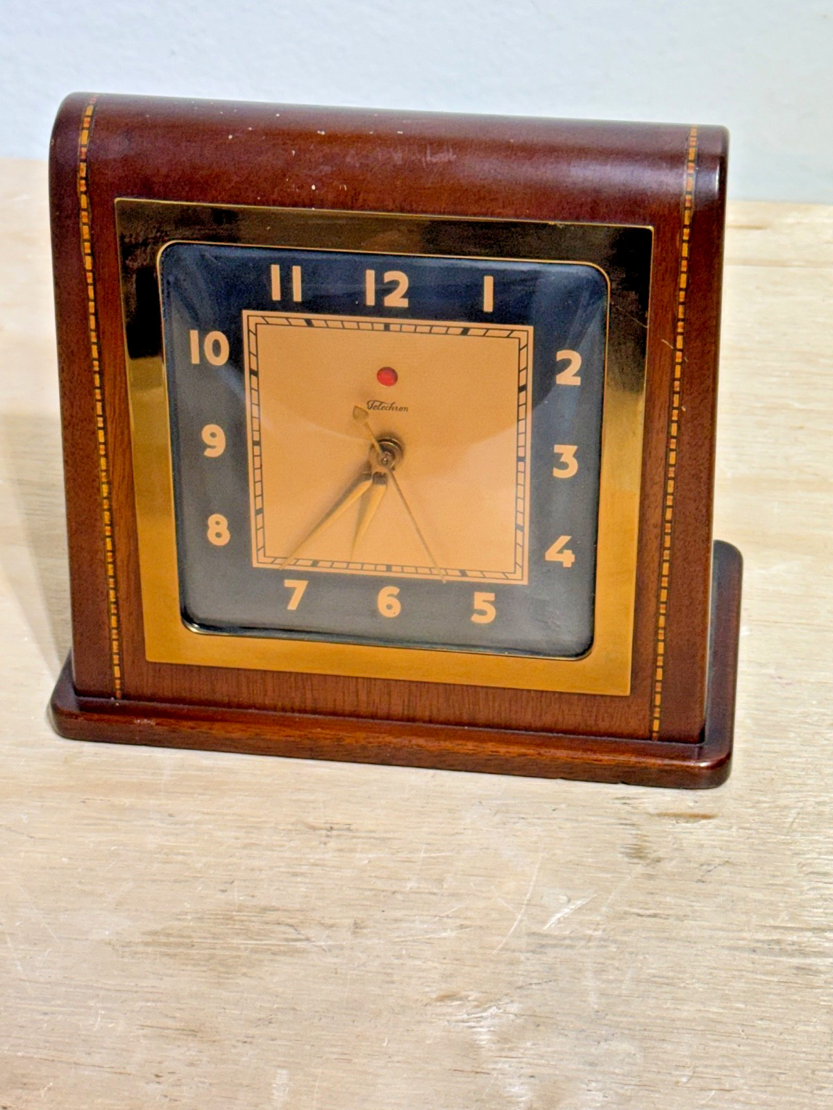 Antique Telechron 4F61 Pharaoh Electric Mantel Clock Art Deco Inlays | Tested OK