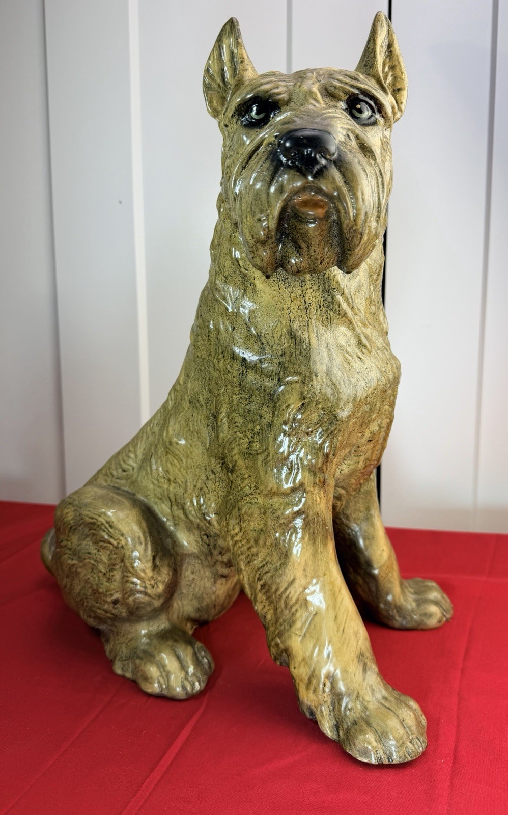 Vtg Marwal Schnauzer Dog Statue 18.25” Chalkware Plaster MCM Figurine Large