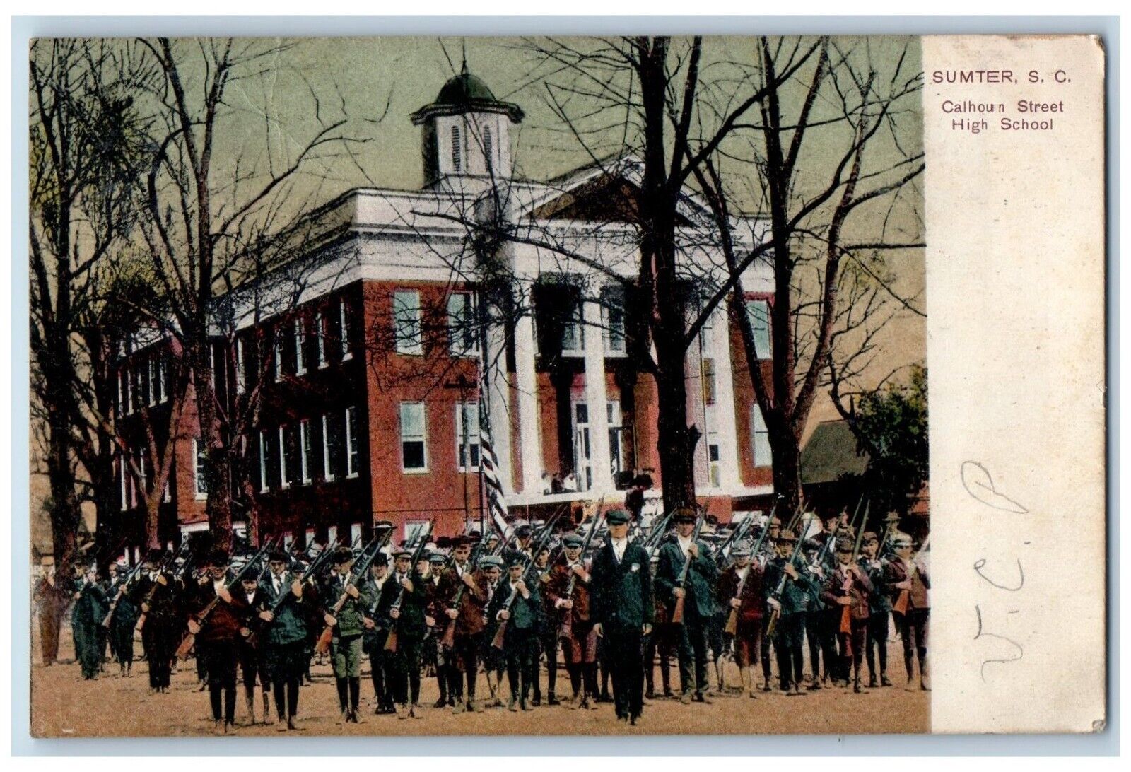 Sumter South Carolina Postcard Calhoun Street High School 1909 Vintage Antique