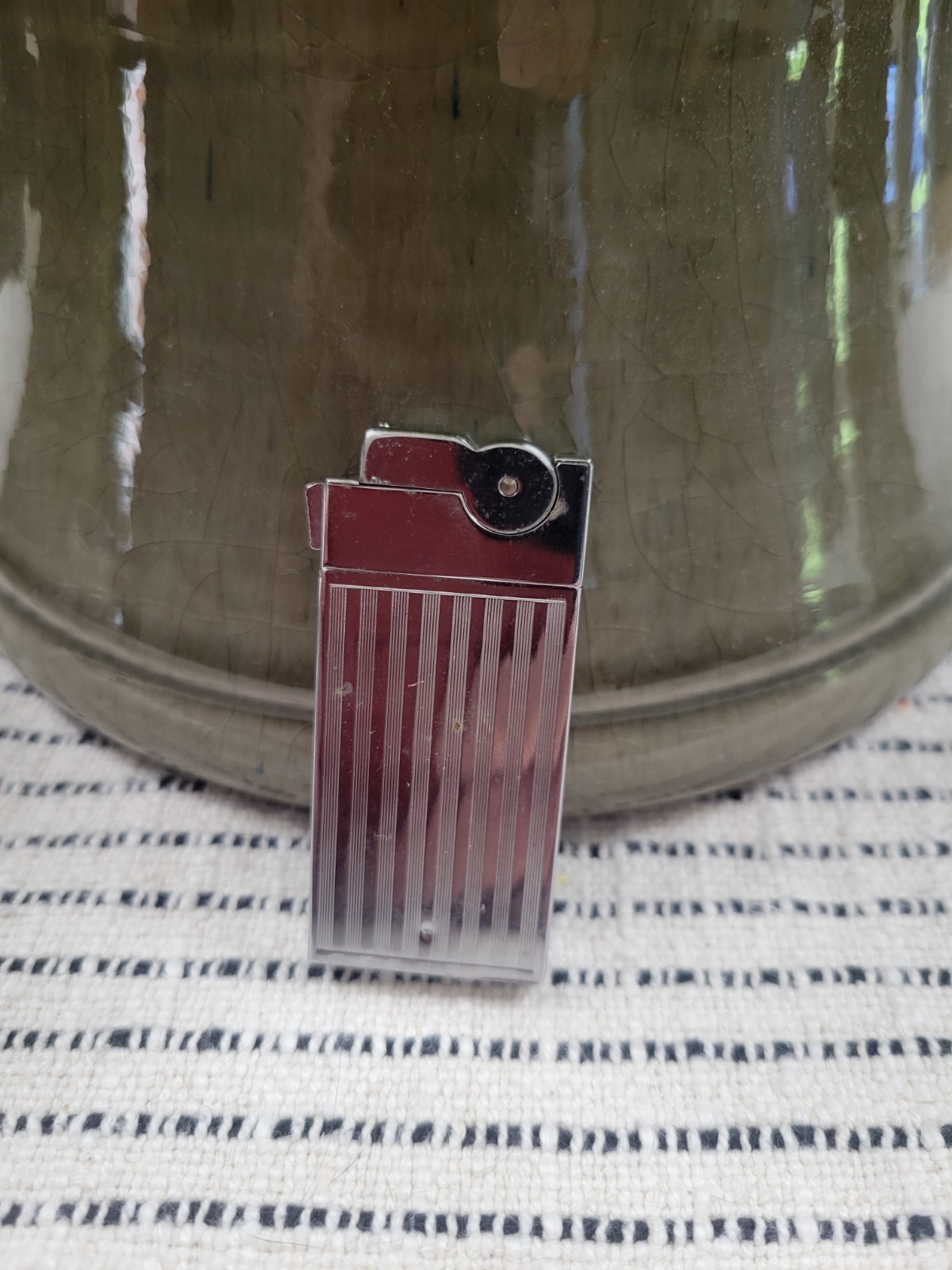 Vintage 1950s ASR Ascot Push Button Pocket Lighter Chrome Art Deco Sparks USA-EL