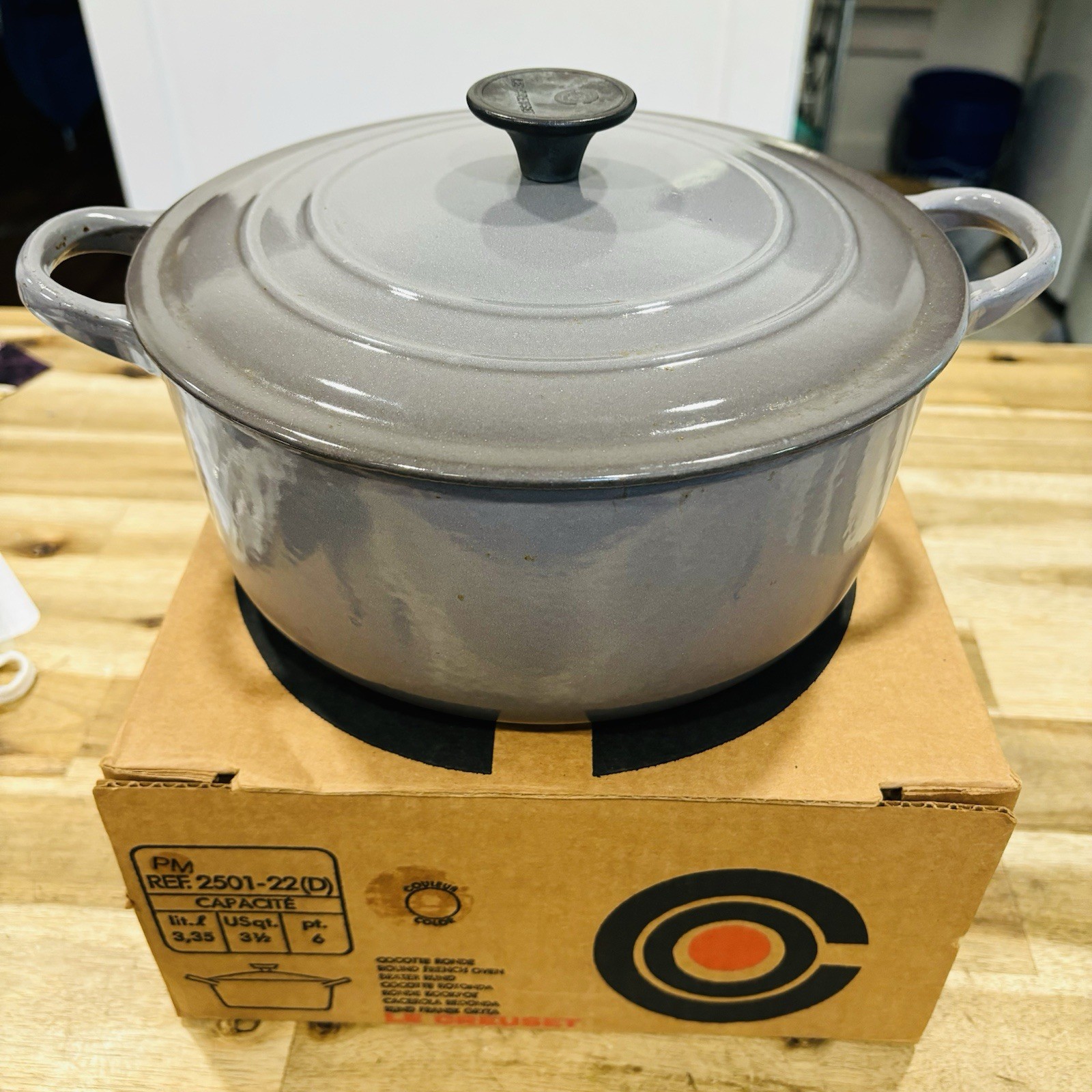 Nice Vtg Le Creuset Cocotte Ronde Round French Oven 3 1/2 Quart Cast Iron Enamel