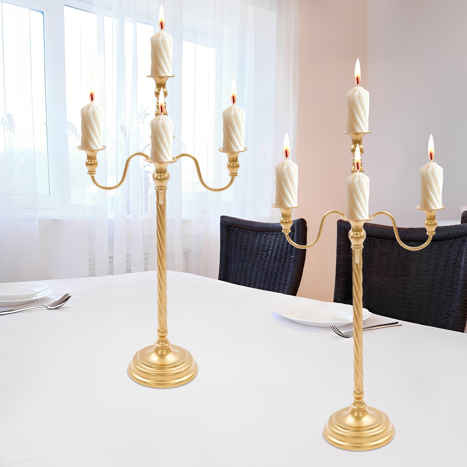 2PCS 28In Floor Candelabra for Candle and Floral Metal Candlestick Holders