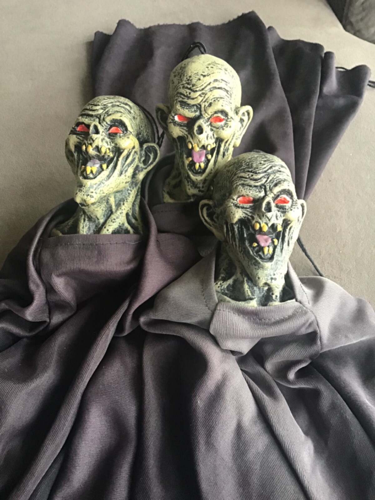 (3) Vintage Crypt Keeper Ghoul Hanging Halloween Eerie Scary Decoration-16”