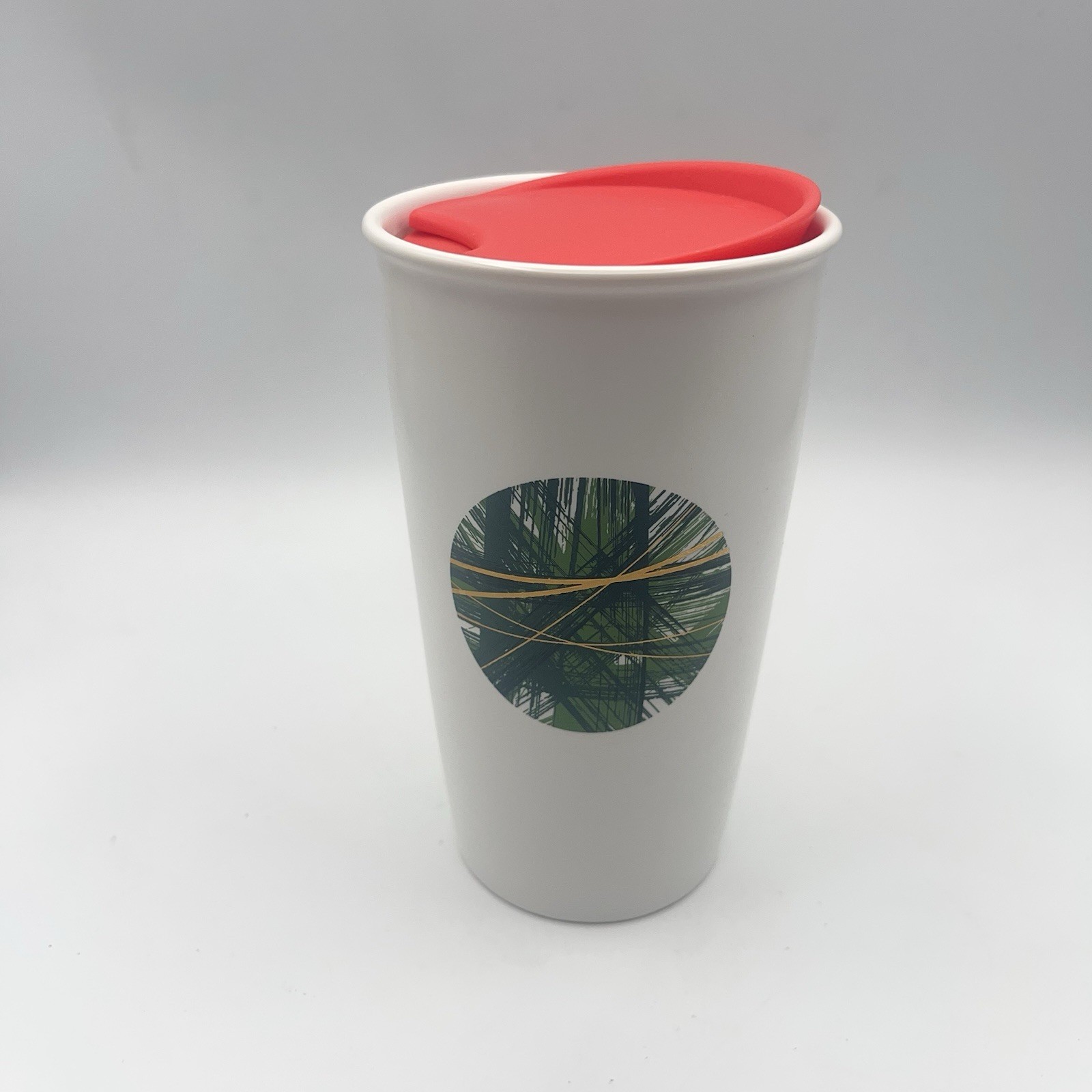 Starbucks Abstract Branches Ceramic Travel Mug & Lid Tumbler 2014 Holiday 12oz