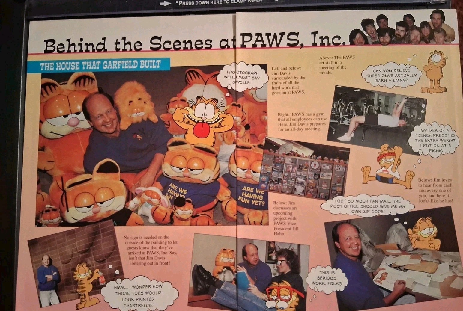 Garfield Behind The Scenes At Paws Inc Print Ad 16x11 1992