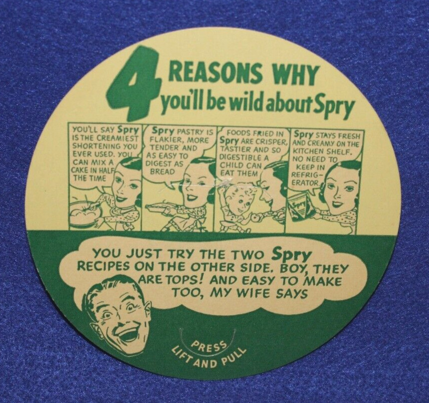 4 REASONS WHY you\'ll be wild about Spry Advertising Card Disc + Recipes Vintage