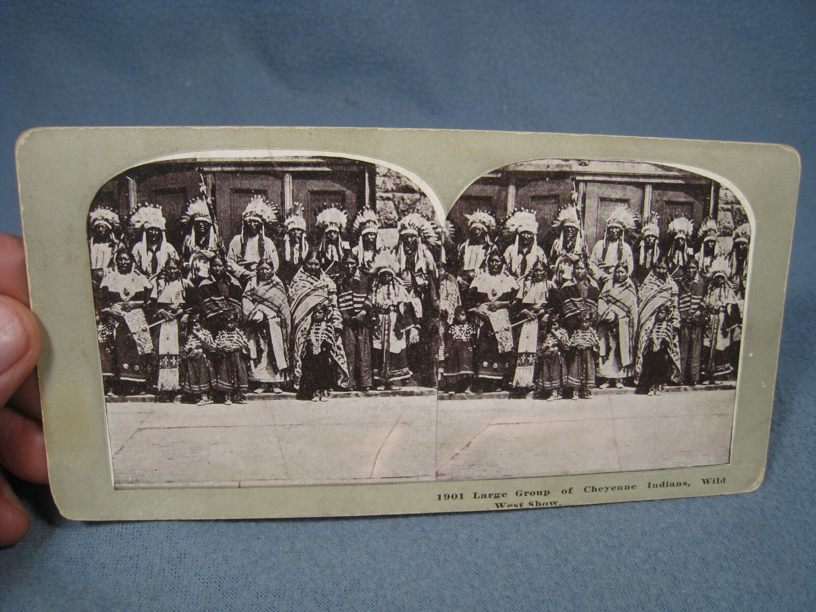 Antique Large Group of Cheyenne & Souix Indians Steroview Card