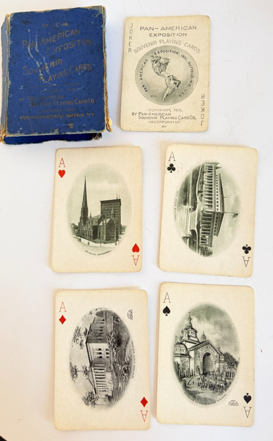 1901 Pan-American Exposition Souvenir Playing Cards Complete 53 Card Deck Box