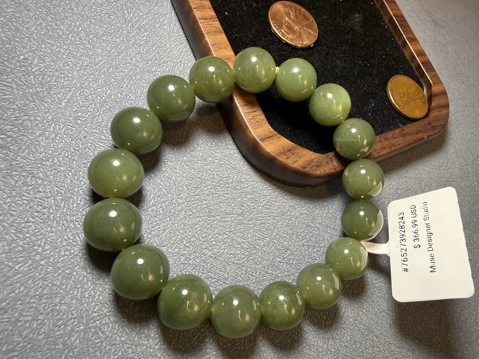 11.8mm Natural Hetian Jade Bracelet – Qiemo Green Sugar Hotan Nephrite Jade