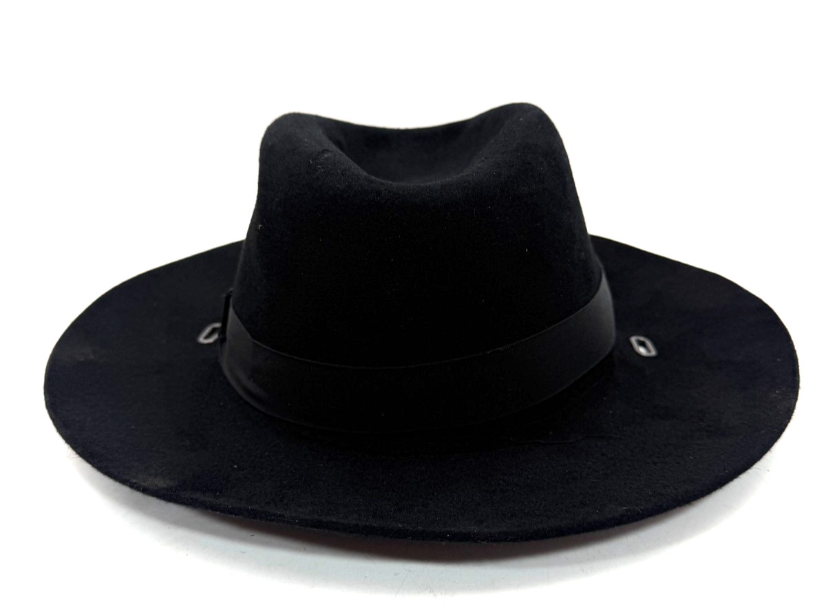 Vintage Stetson US Army Cavalry Hat Black Felt Crossed Sabers Slots Men's 7 1/2
