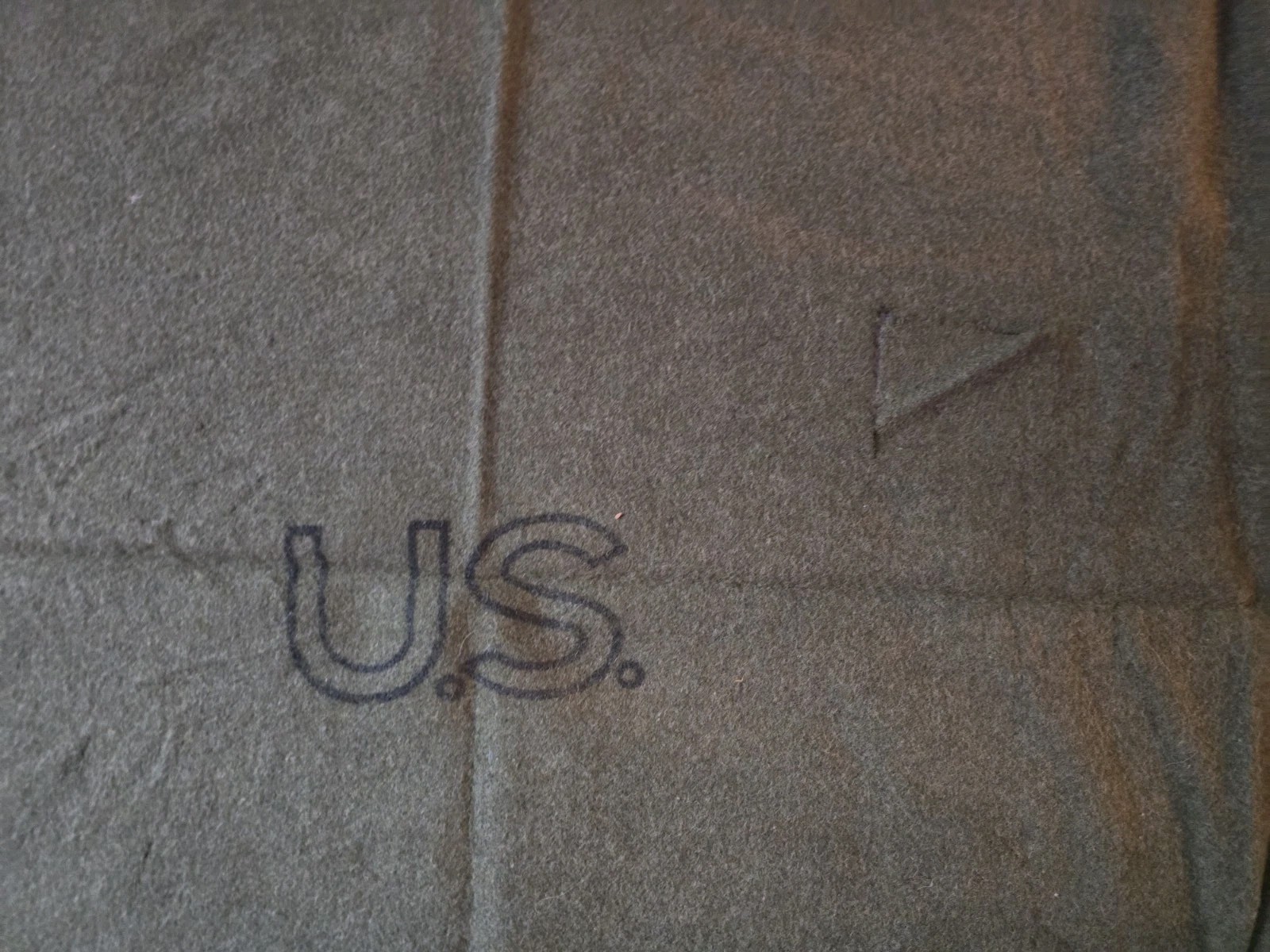 Vtg US Military Army Wool Bed Blanket Dark Green Stamped CLEAN 81 X 66