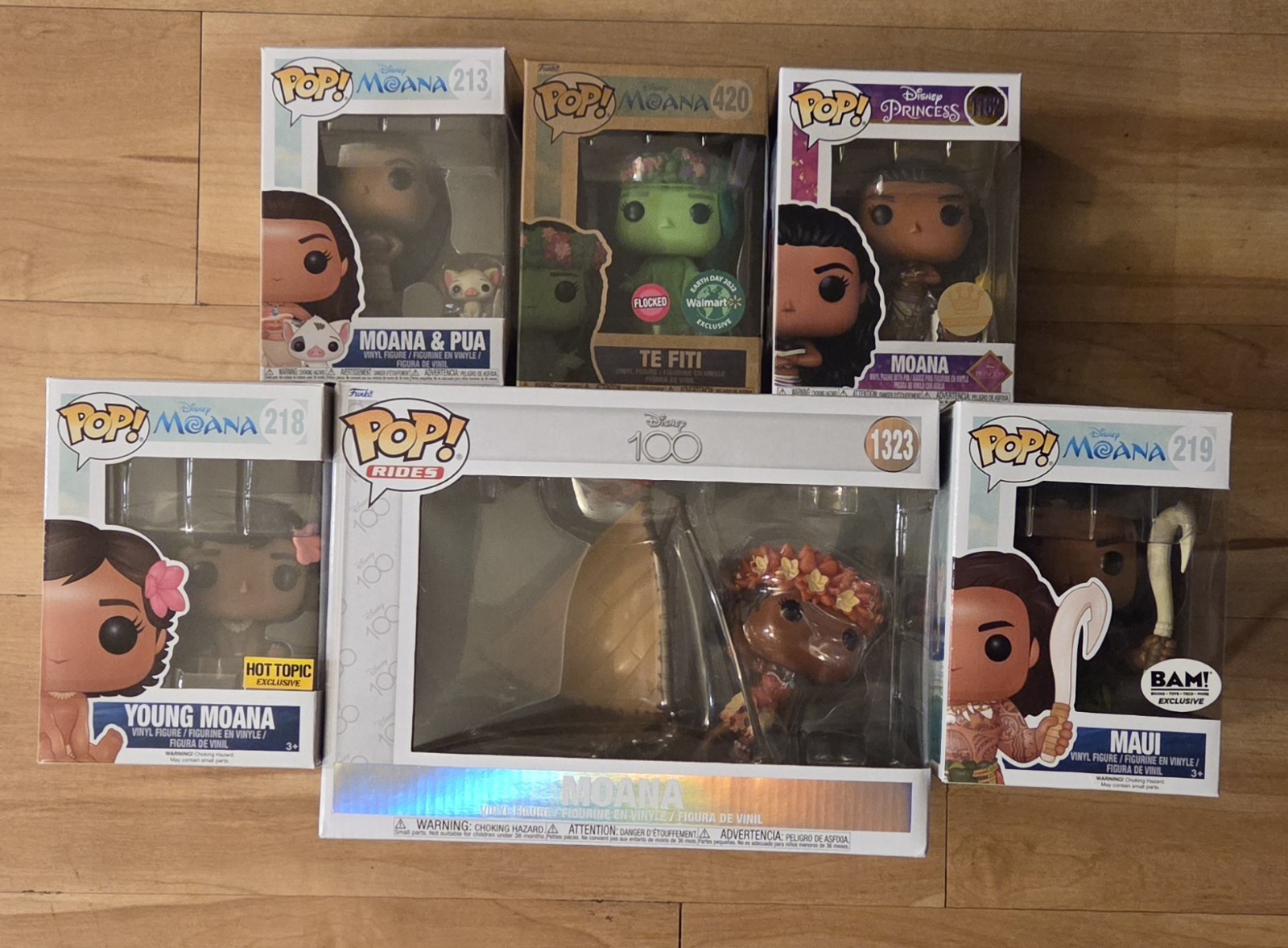 Lot of 6 Disney Moana Funko Pops Te Fiti Pua Maui 213 218 219 420 1162 1323