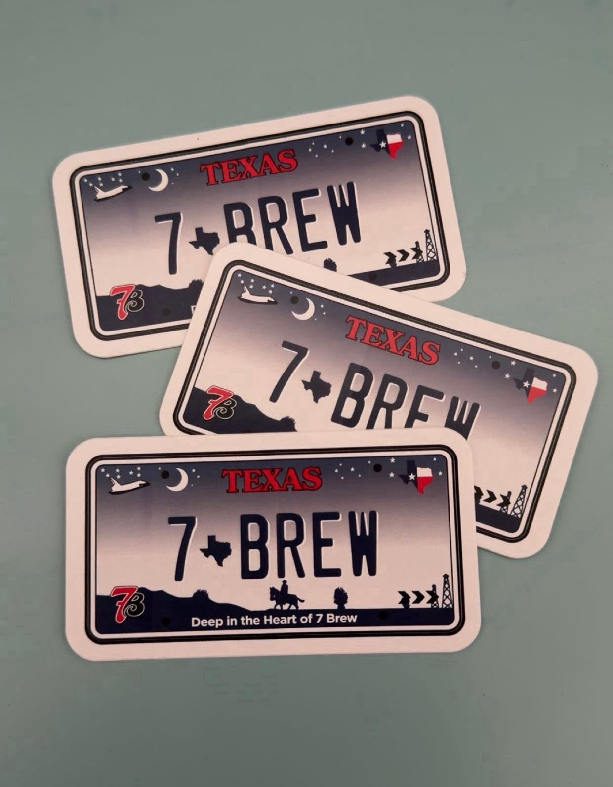 7 Brew TEXAS License Plate Sticker 3.25\