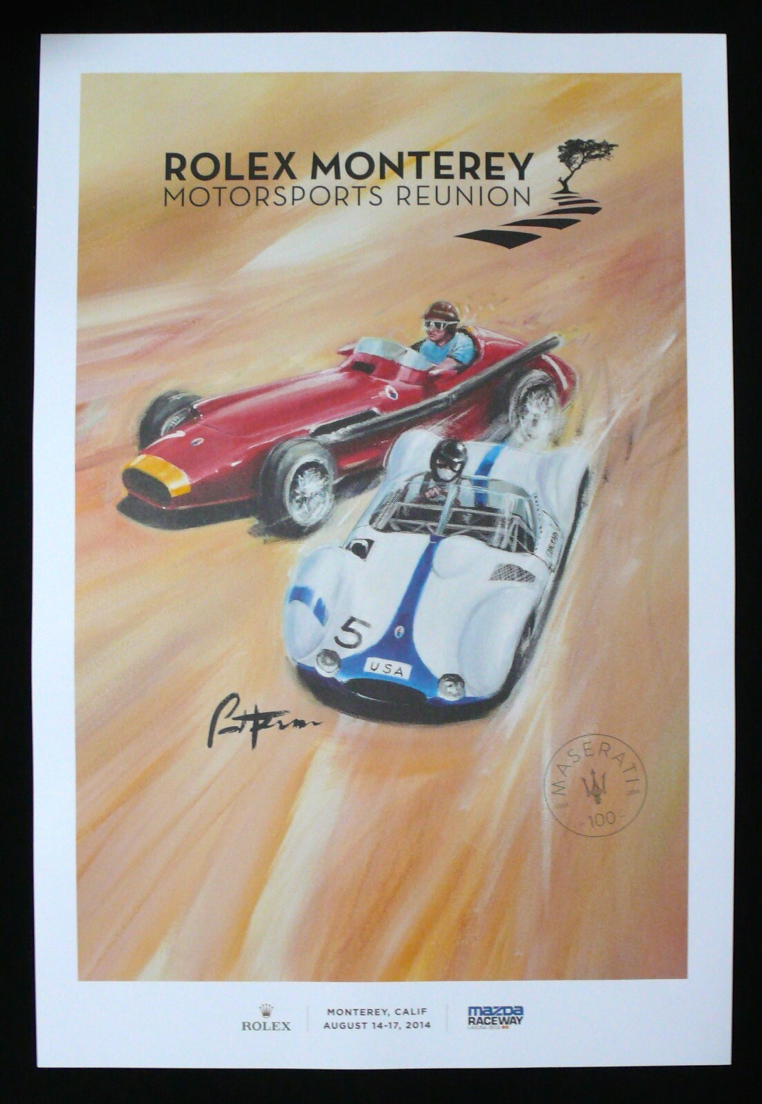 2014 Rolex Monterey Motorsports Reunion Races MASERATI 250F BIRDCAGE Poster NEW