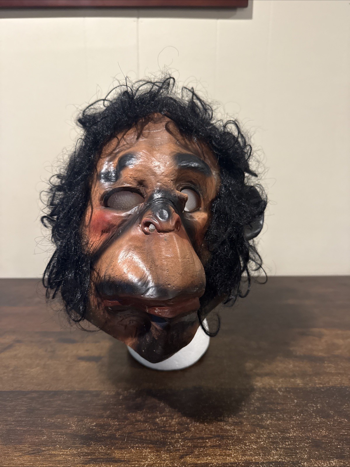 Vintage 1979 Cowie CJC Creepy Scary Monkey Man Mask w/ Hair