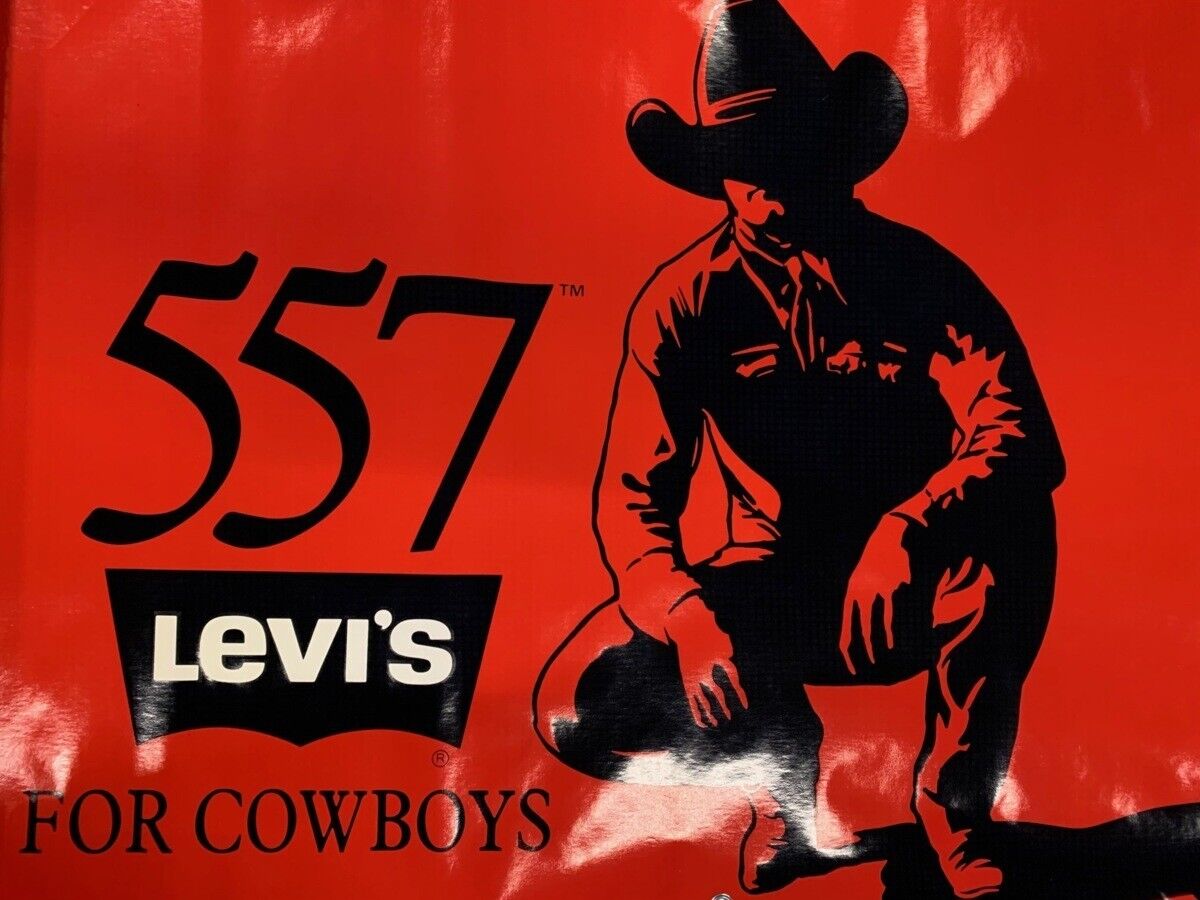 LEVI\'S Vintage Store Cowboy Promo Banner Display Sign 557 w/ Box 59x28inch