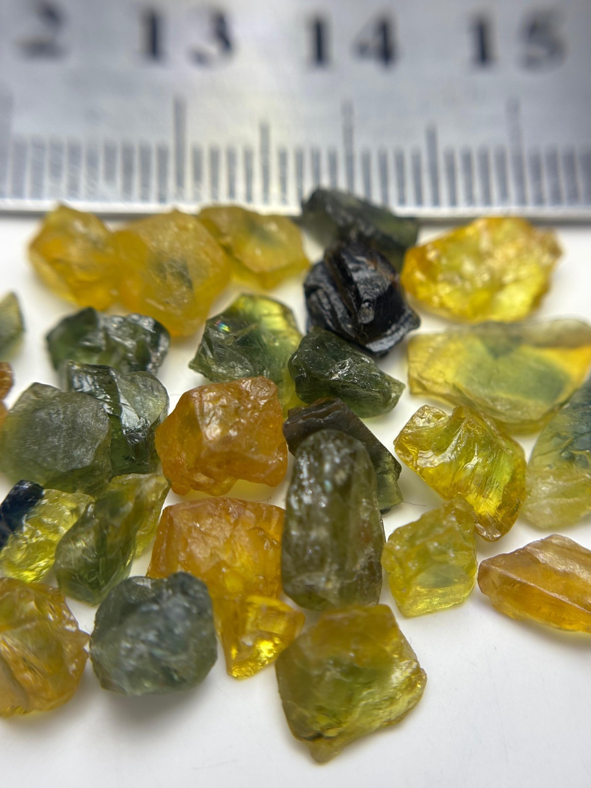 35Ct Amazing Facet Grade Orange, Yellow and Green Sapphire Rough lot @Madagascar