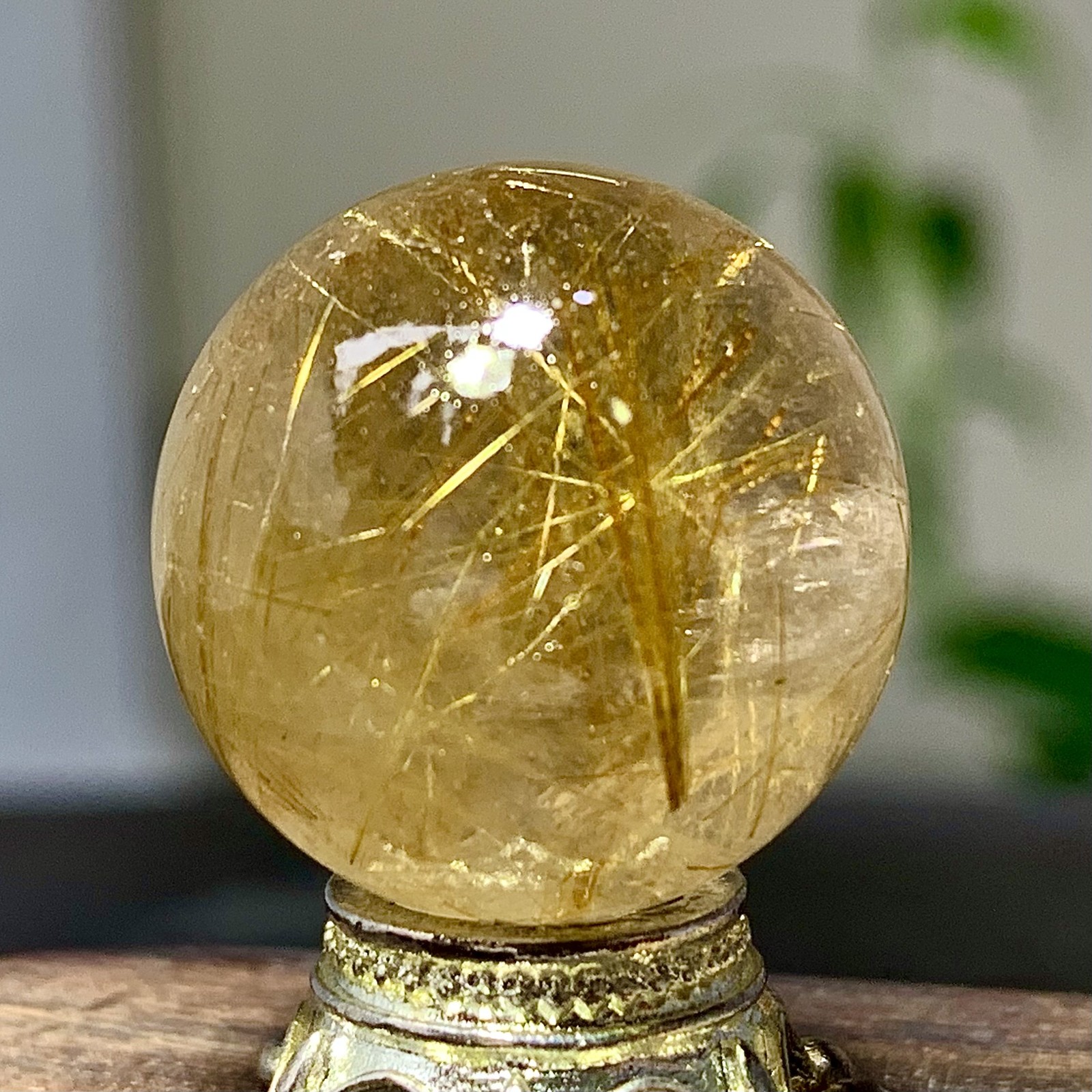 12G Natural high-quality Rutilated Quartz Ball Crystal Sphere Mineral Specimen