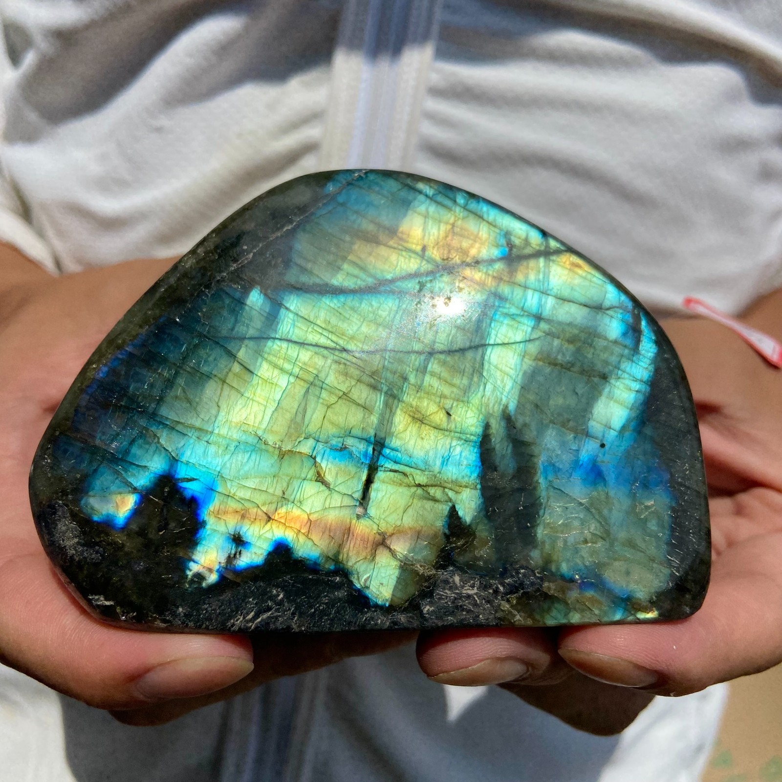 600g Natural labradorite quartz crystal freeform polished specimen healing