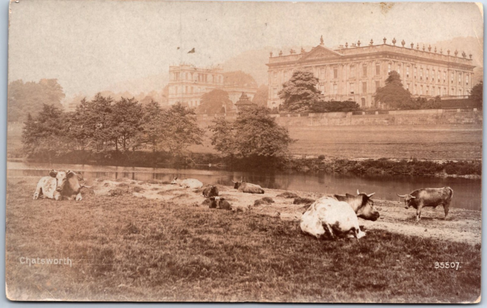 VINTAGE POSTCARD REAL PHOTO (RPPC) CHATSWORTH HOUSE DERBYSHIRE ENGLAND c. 1900