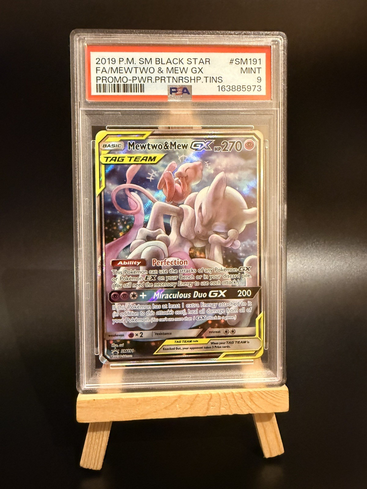 Mewtwo & Mew GX SM191 Power Partnership Tins Sm Black Star Promo Pokemon - PSA 9