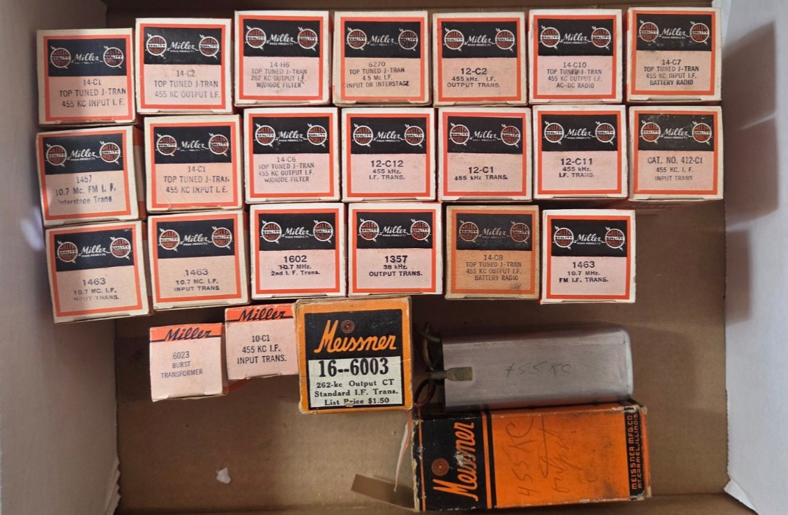 NOS lot Vintage Miller , IF coils, discriminator ratio detector transformers 2