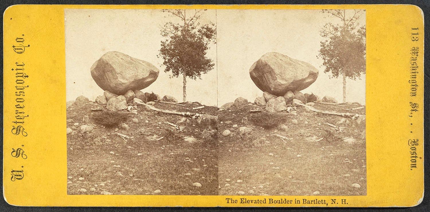 A. F. Burnham STEREOVIEW Elevated Boulder in Barlett, NH U.S. Stereoscopic