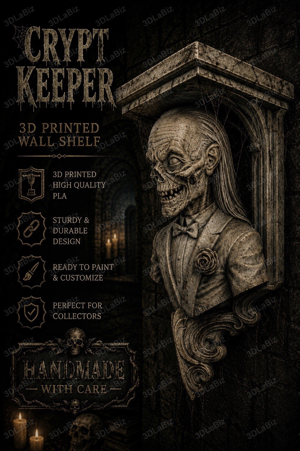 Horror Crypt Keeper Like 6x5 Top Floating Wall Shelf Collectible