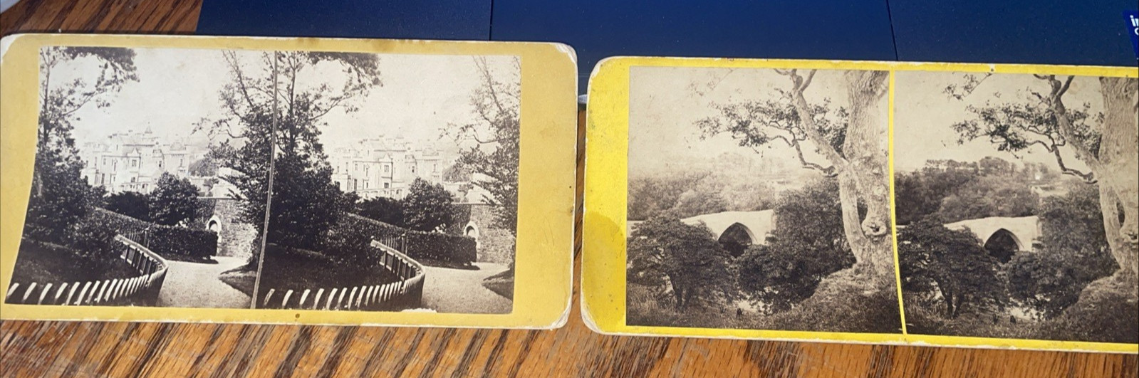 2 Antique Scotland Stereoviews GW Wilson Brig o Balgownie Abbotsford Scott House