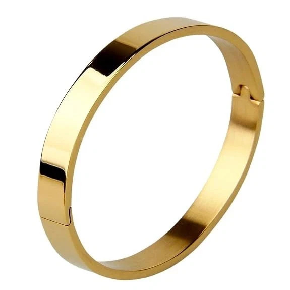 18K Yellow Gold Over Stylish Bangle Bracelet For Men Boys Brother Boyfriend 8\