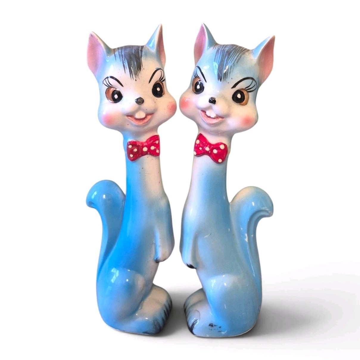 RARE Vintage Bowtie Arnart Japan Long Neck Tall Squirrel Salt & Pepper Shakers