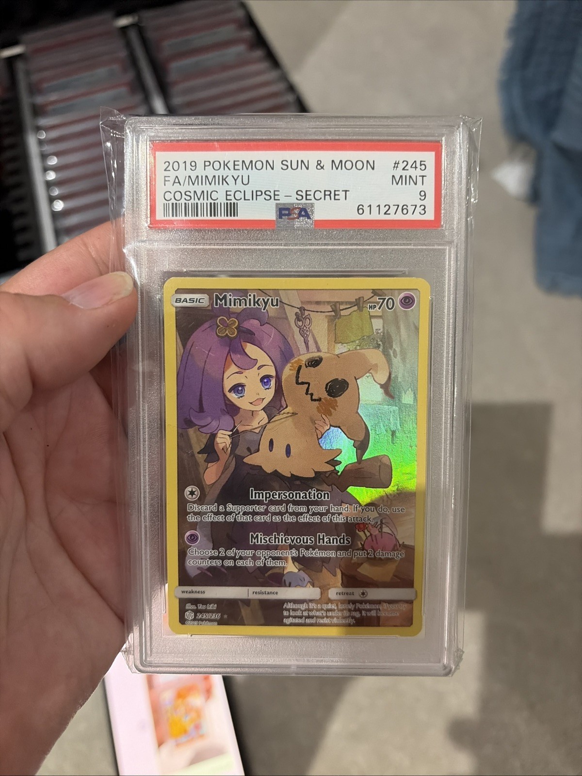 Mimikyu 245/236 Cosmic Eclipse Full Art Secret Rare Pokemon TCG PSA 9 GEM MINT