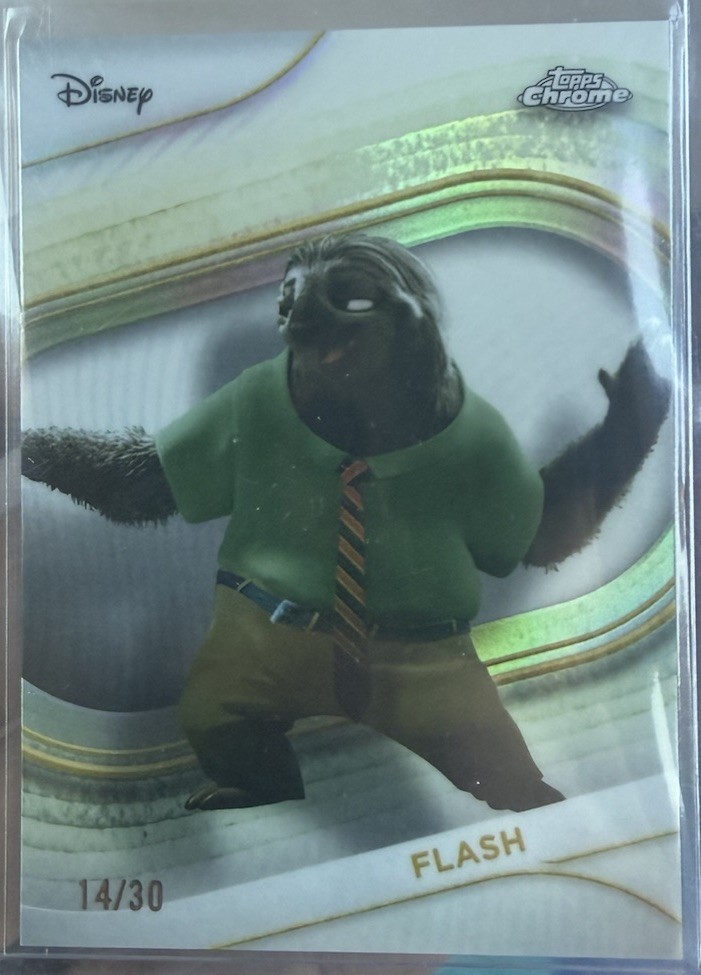 2025 Topps Chrome Disney Pixar Flash White Refractor Card /30 SSP