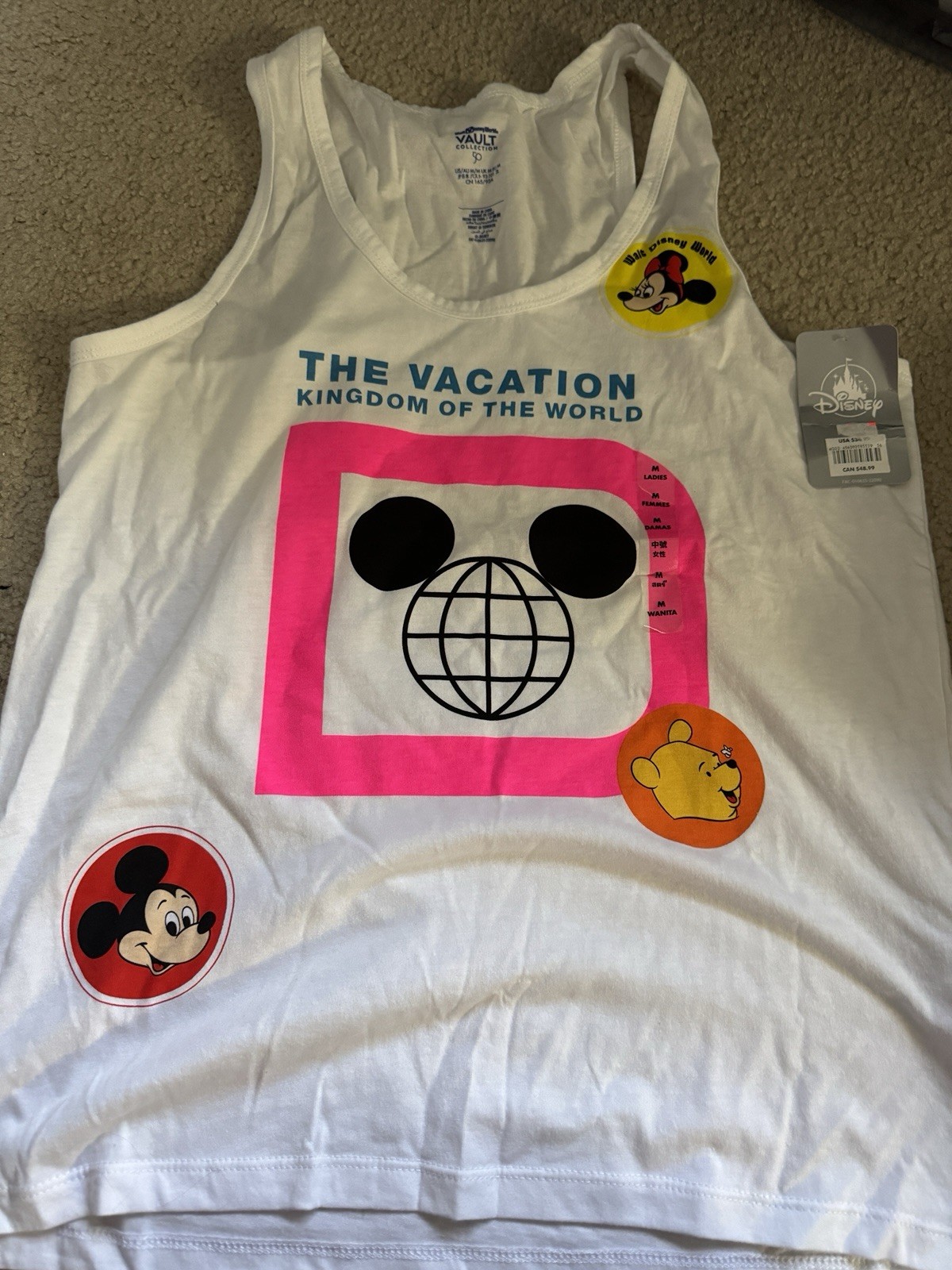 Disney Parks Vault Collection Vacation Kingdom Of The World Tank Top M NWT