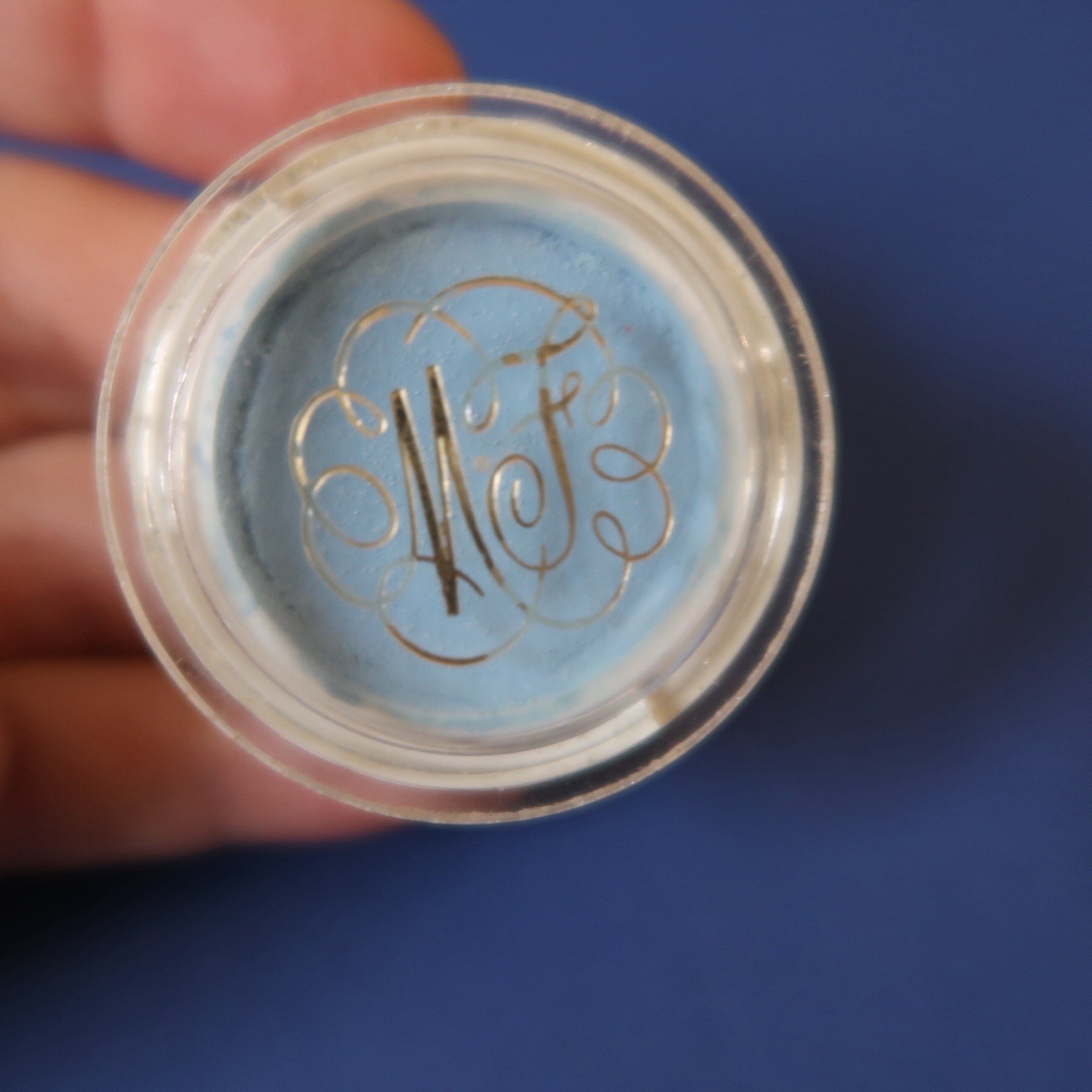 Vtg 1969 Max Factor Aqua Aquafactor Watercolor Eyeshadow Pot- Lagoon Blue