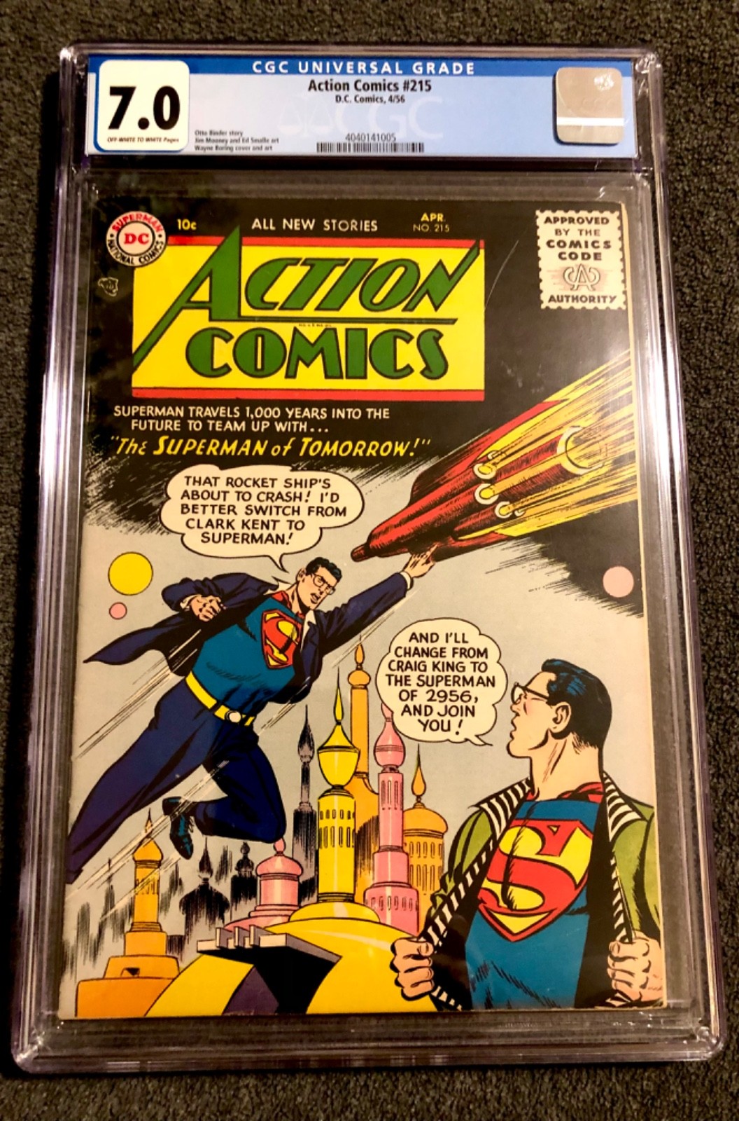 Vintage 1956 ACTION COMICS #215 DC-National SUPERMAN Wayne Boring CGC 7.0 OW/W