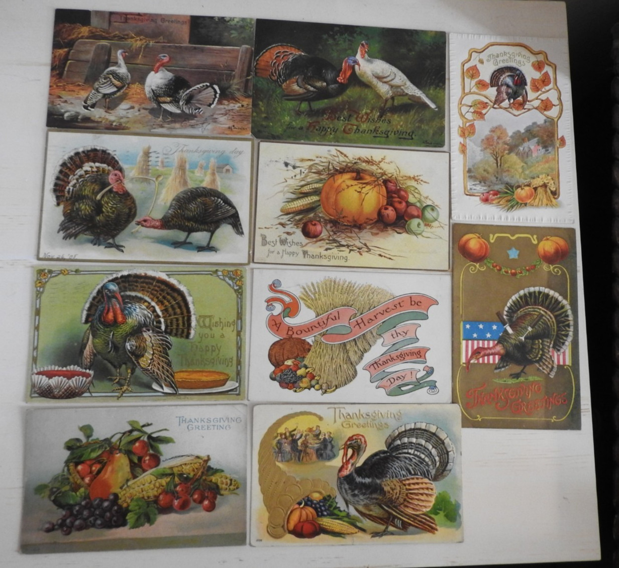 LOT 10 Antique Thanksgiving Postcards 1900s Turkey Tuck  Crimped rim germany