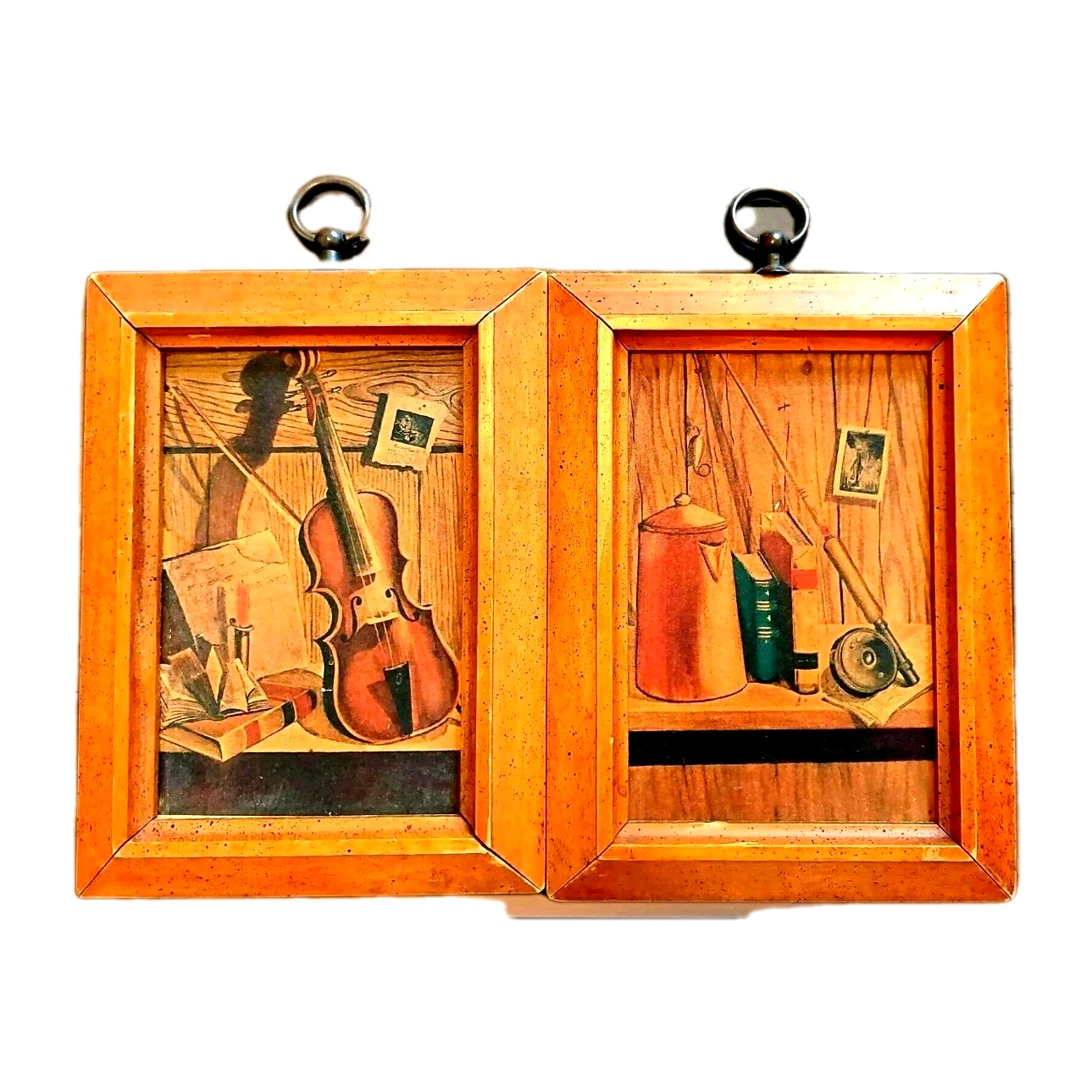Mid Century Art Prints Set Framed Earth Tones Hobbies Kitschy 1960's Vintage P4