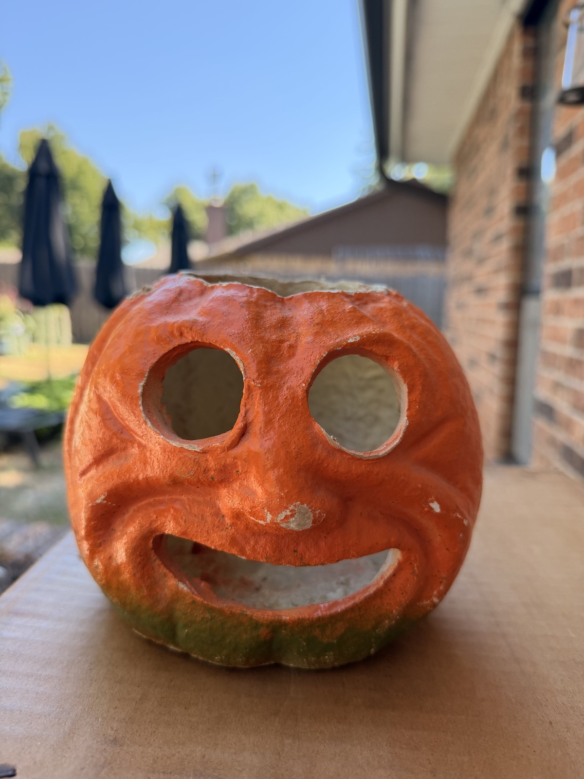 Vintage 1930s-50s Pulp Paper Mache Halloween Jack O Lantern