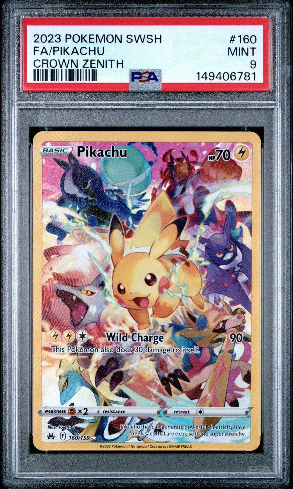 Pokémon TCG Pikachu 160/159 Crown Zenith Secret Rare Holo Full Art PSA 9
