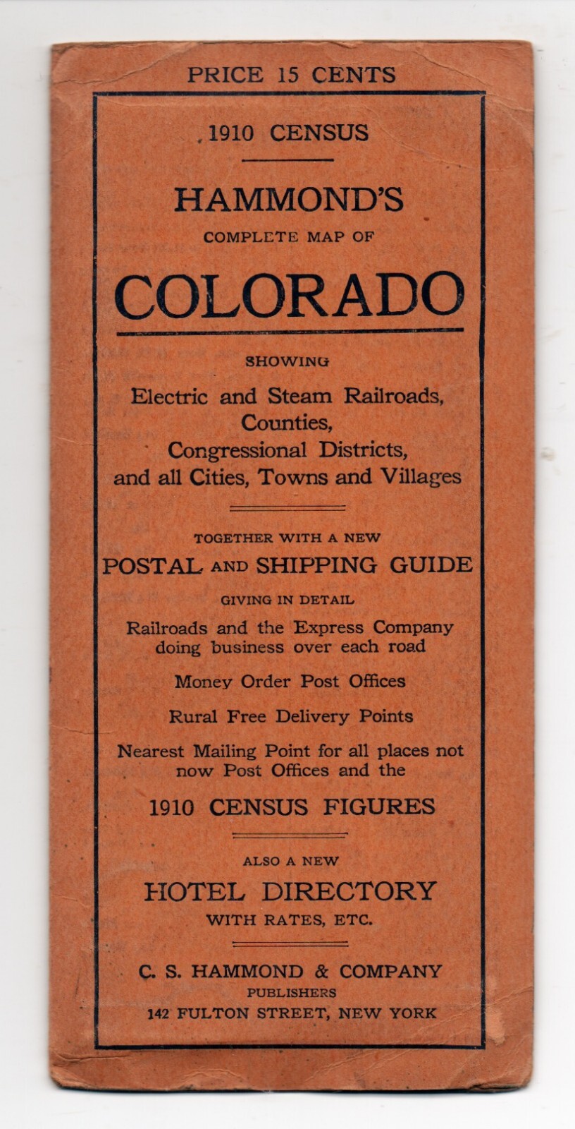1911 Hammond's Complete Map of Colorado in Full Color 24 x 17 inches