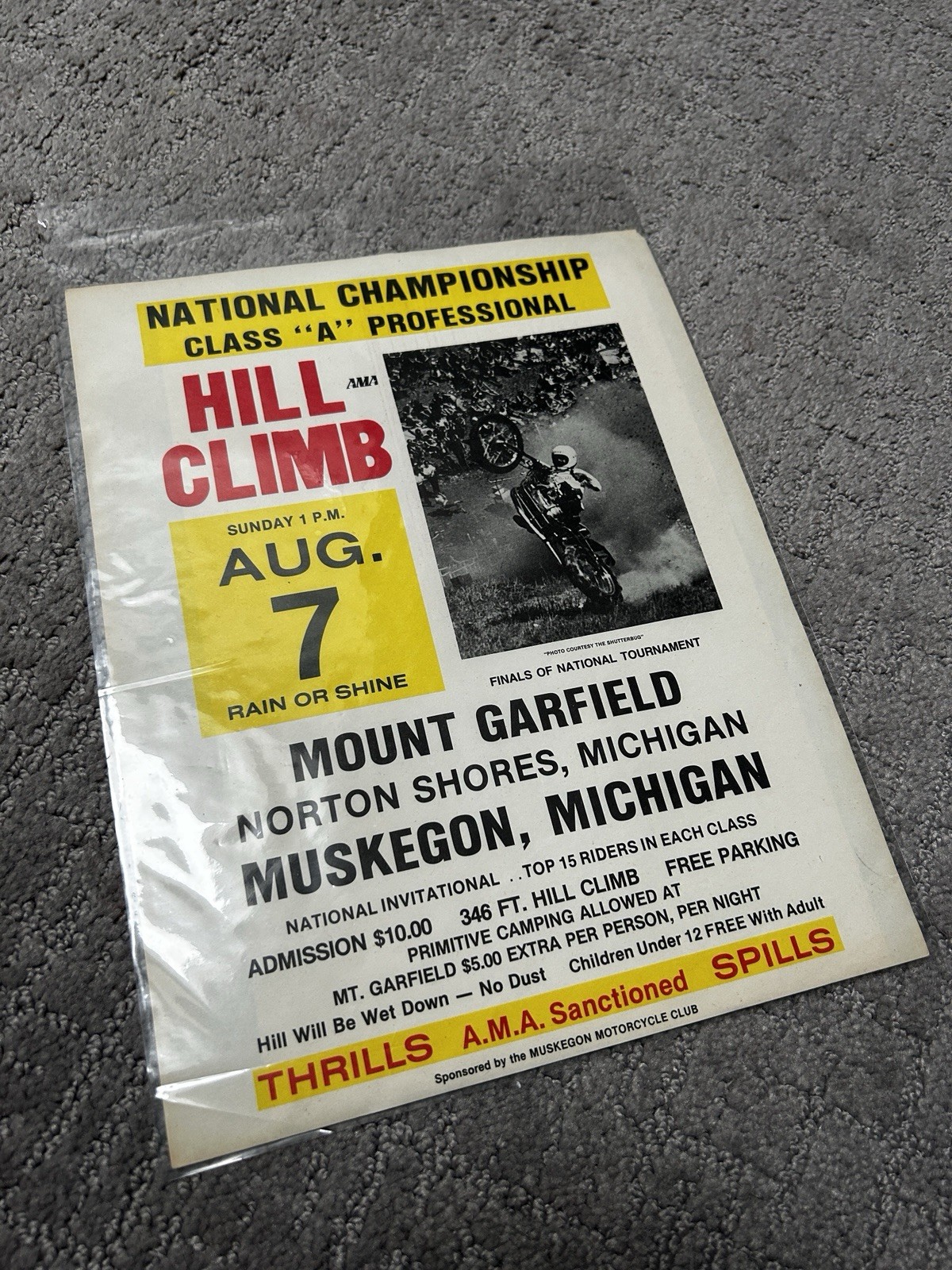 Vintage AMA Motorcycle Hill Climb 8 1/2 x 11 Poster Muskegon MI Motorcycle Rally Vintage AMA Motorcycle Hill Climb 8 1/2 x 11 Poster Muskegon MI Motorcycle Rally