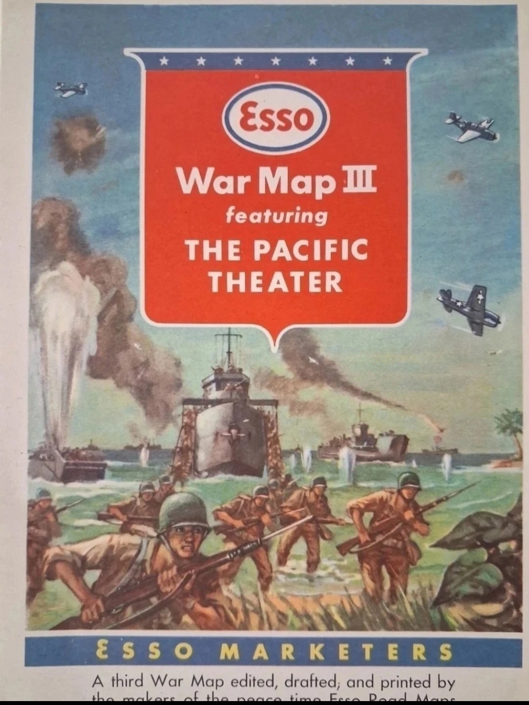 WWII 1940s Pacific Theater ESSO GAS OIL MAP 33 WWII 1940s Pacific Theater ESSO GAS OIL MAP 33